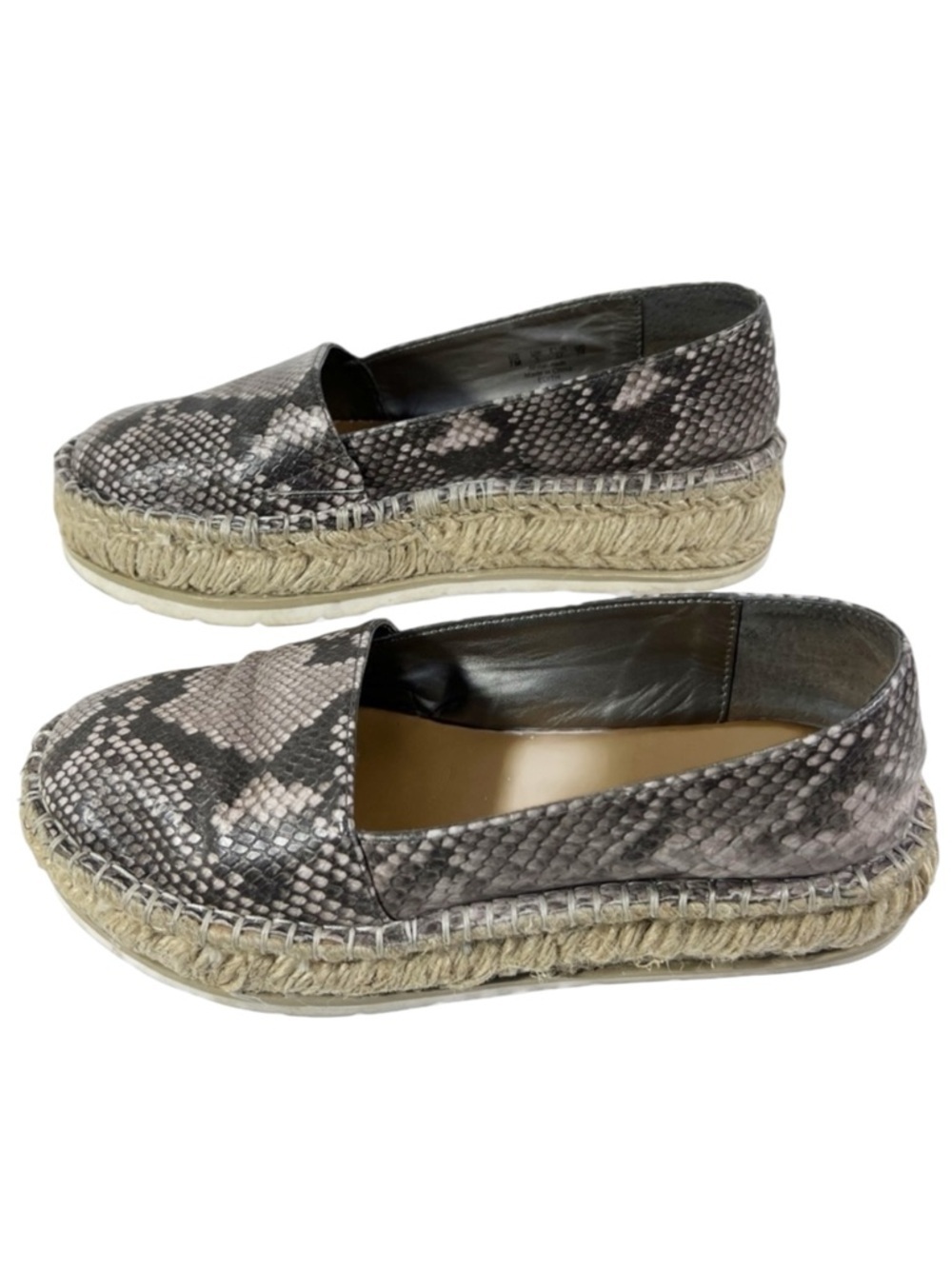 Carlos Santana Gray and Black Snakeskin Print Jute Platform Edith Womens size 7